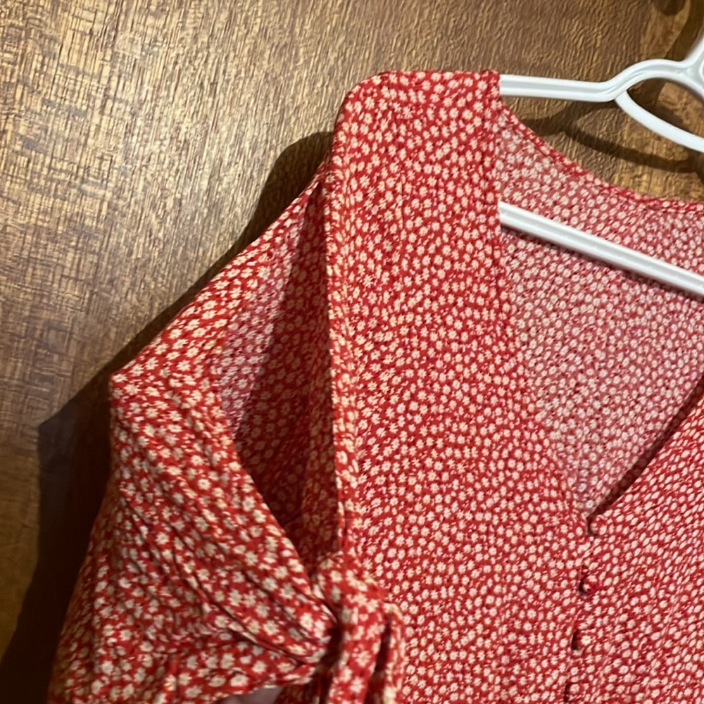 Vintage Red Flower Dress - Picture 4 of 4